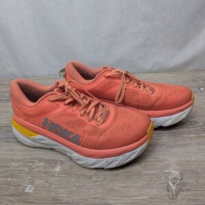 Hoka Coral/Yellow Women's Running Shoes - Cushioned Trainer